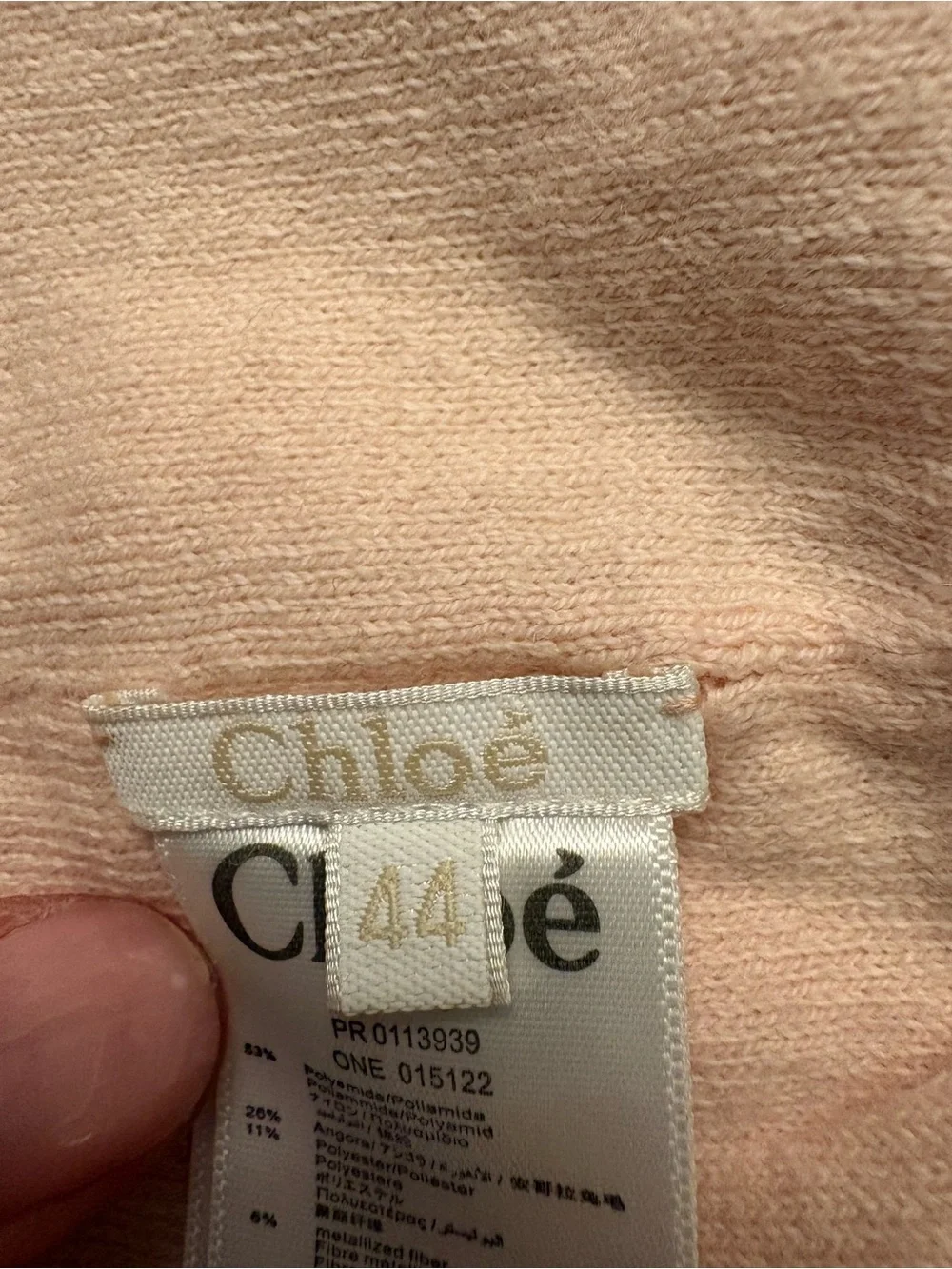 Kids Beige pink with gold specks beanie hat Chloe size 44 reversible winter